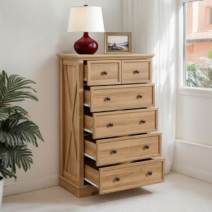 VANIRROR 6-Drawer Storage Dresser, Farmhouse Bedroom Chest with Deep Drawers for Living Room, Hallway, Entryway - 1 of 4