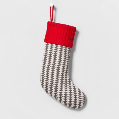 Vertical Stripe Knit Christmas Stocking Red/White - Wondershop™