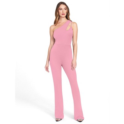 YESFASHION Women's Jumpsuit Summer One Shoulder Hollow Out Stretch Wide Leg Cutout Sleeveless Romper Outfits