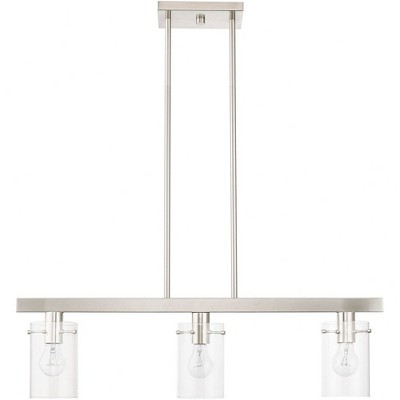 Munich Brushed Nickel 3-Light Linear Chandelier with Clear Glass