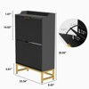 Shoe Cabinet with 2 Flip Drawers - Freestanding Fluted Shoe Storage Organizer with Metal Legs - 2 of 4