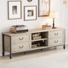 Vintage TV Stand for 65/75 inch TV，65 inch Retro Entertainment Center with 4 Drawers，Long Short Wood TV Consol/cabinets - 4 of 4