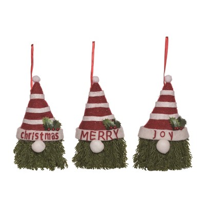Transpac Gnome Tree Ornament Set of 3 Christmas Home Decorations