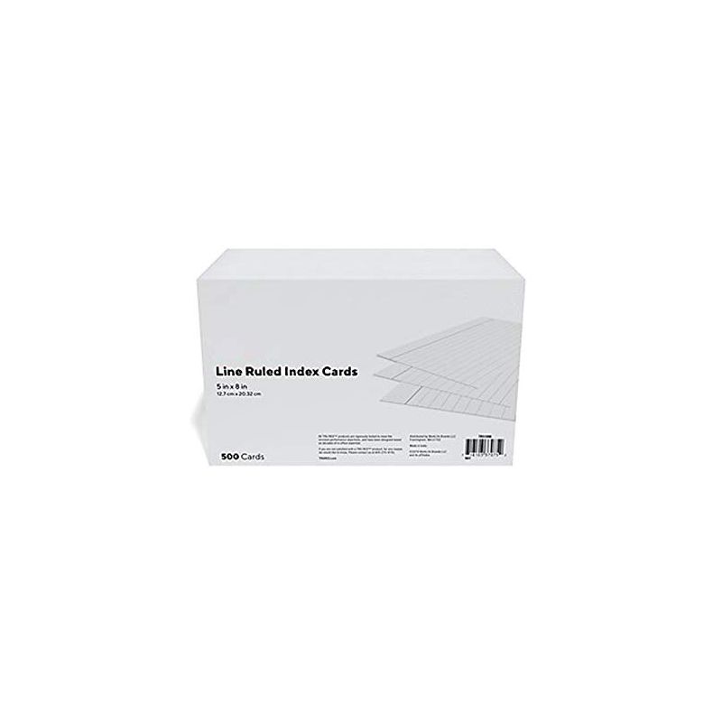 MyOfficeInnovations 5" x 8" Line Ruled White Index Cards 500/Pack (51006) 233478, 1 of 6