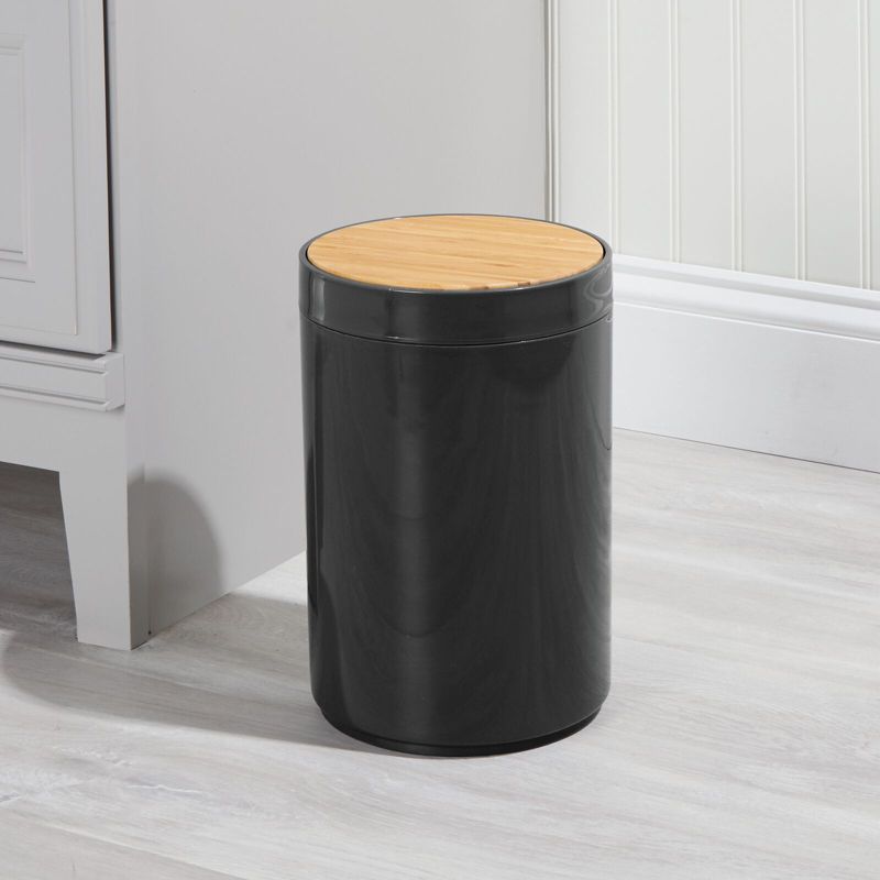 mDesign Plastic Round Trash Can Small with Swing-Close Lid, 2 of 6