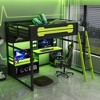 Racxily Full Size Wood Loft Bed with Desk, Shelves, LED Lights, USB Ports and Pegboard - 2 of 4