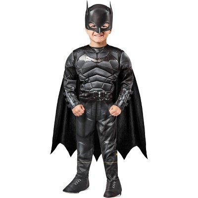 Toddler DC Comics Batman Deluxe Muscle Chest Halloween Costume Jumpsuit with Mask