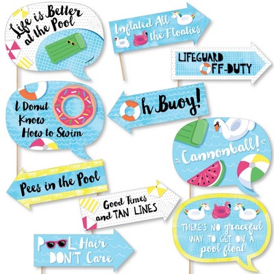 Big Dot of Happiness Funny Make a Splash - Pool Party - Summer Swimming Party or Birthday Party Photo Booth Props Kit - 10 Piece