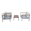 Nestfair 4pc Metal Frame Outdoor Patio Conversation Set with Acacia Wood Top Dark Gray - 4 of 4
