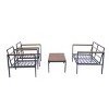 Nestfair 4pc Metal Frame Outdoor Patio Conversation Set with Acacia Wood Top Dark Gray - image 4 of 4