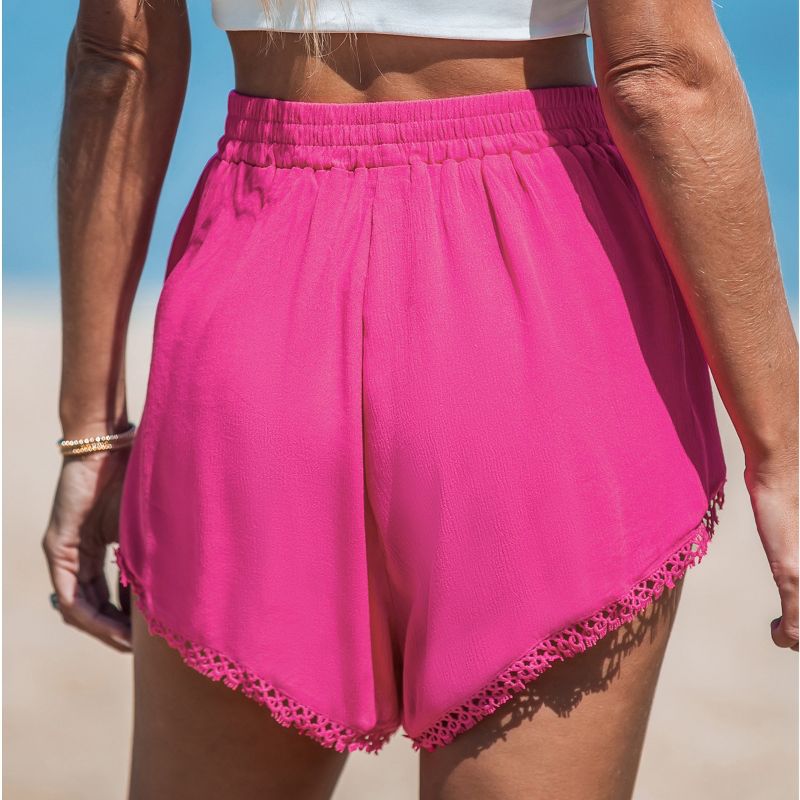 Women's Pink Lace Straight Leg Shorts - Cupshe, 4 of 6