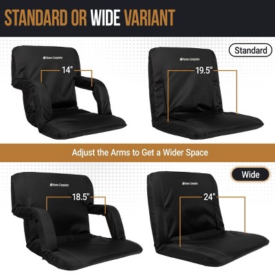 Black Reclining Stadium Seat Cushions with Armrests, Set of 2