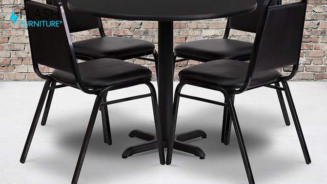 Flash Furniture 36'' Round Laminate Table Set with X-Base and 4 Trapezoidal Back Banquet Chairs, 2 of 5, play video