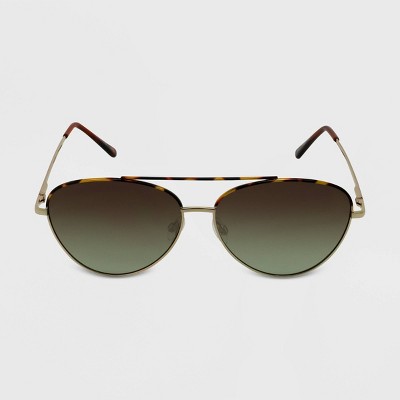 Women's Tortoise Shell Print Aviator Sunglasses - Wild Fable™ Brown/Gold