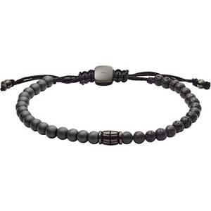 Men's Bracelet in Stainless Steel, Genuine Leather and Beads, Casual Multimaterial Jewelry for Men - 1 of 4