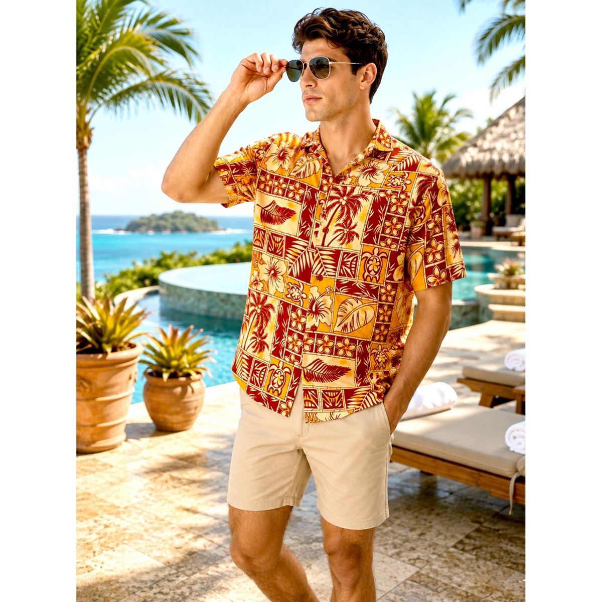 LA LEELA Men's Hawaiian Shirts Short Sleeve Button Down Shirt Mens Summer Shirts Casual Beach Vacation Hawaii Island Shirts Funny 5XL Turtle - thumbnail 3