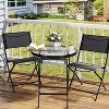 VINGLI Folding Glass Outdoor Side Table, 23.6 Inches Small Foldable Patio Bistro Table with Tempered Glass Table Top,Round - 2 of 4