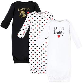 Hudson Baby Infant Girl Cotton Gowns, Girl Daddy Red Black