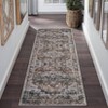 Washable Vintage Distressed Runner Rug, Non-Slip Stain Resistant Hallway , Traditional Medallion Floor Carpet for Doorway & Bedside, Brown - 2 of 4