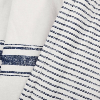 Farmhouse Stripe Navy Cotton Reversible Cozy Throw 60"x50"