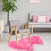 PiccoCasa Bedroom Double Heart Shaped Soft Faux Sheepskin Fur Plush Area Floor Mat 1 Pc - 4 of 4
