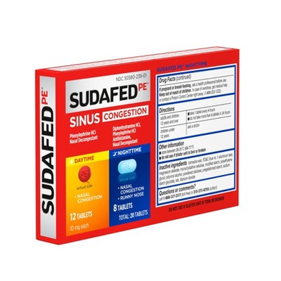 Sudafed PE Day + Night Maximum Strength Sinus Decongestant Tablets - 20ct