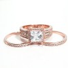 Beverly Wedding Ring Set Halo Sterling Silver Engagement Ring Black Wedding Bands Ginger Lyne Collection - 2 of 4
