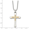 Black Bow Jewelry Stainless Steel & 14k Yellow Gold Accent D/C Cross Necklace, 22 Inch - 4 of 4