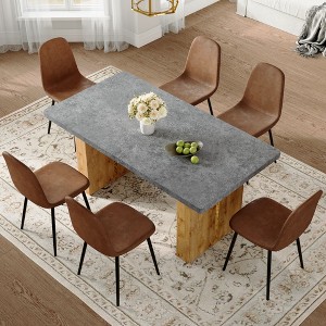 NicBex 5/7/9 PCS Gray MDF Dining Table Set with 4/6/8 Brown Chairs for Dining Meeting Room,Brown - 1 of 4