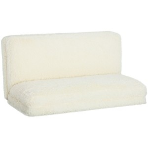 HOMCOM Contemporary Bean Bag Floor Sofa Bed, Plush Wide Folding Floor Mattress, Foam Filling Wall Couch Sleeper, Cream White - 1 of 4