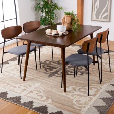 Bohemian Brown/Charcoal Hand-Knotted Wool Square Rug - 5' x 8'