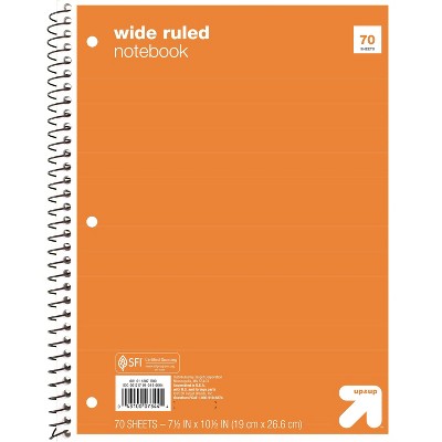 Wide Ruled 1 Subject Flexible Paperboard Cover Spiral Notebook - up&up™