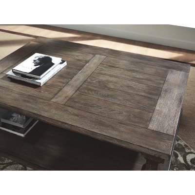Gray Elm Veneer Rectangular Coffee Table with Shelf