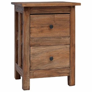vidaXL Nightstand Solid Mahogany Wood 15.7"x11.8"x20.1" - 1 of 4