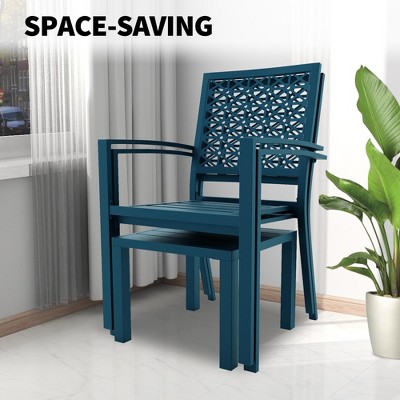 GustoWave 3 Piece Outdoor Bistro Set, Stackable Patio Set with Square Table and Chair, Waterproof Patio Bistro Set for Indoor & Outdoor