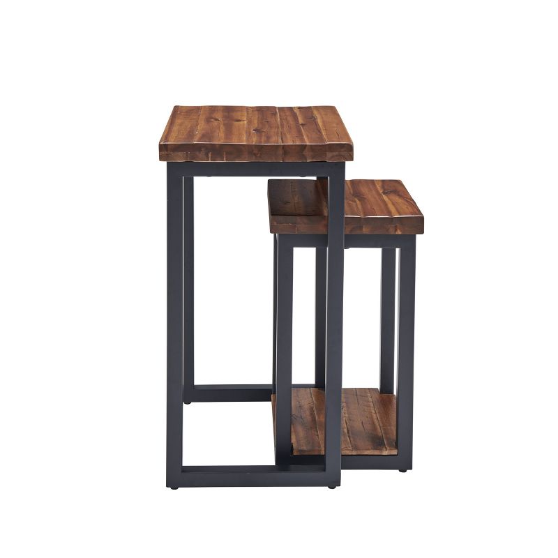 Set of Two Claremont Rustic Wood Nesting End Tables Dark Brown - Alaterre Furniture, 4 of 11