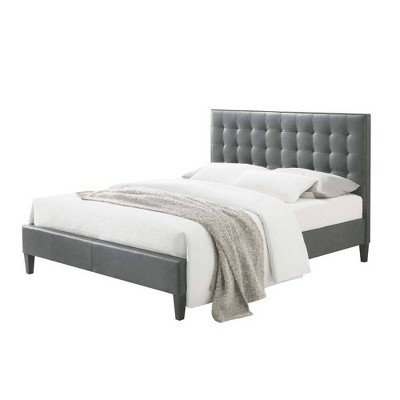 Saveria Queen Bed 2Tone Gray Faux Leather - Acme Furniture