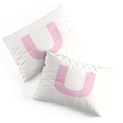Deny Designs Standard April Lane Art Block Pink Monogram U Microfiber Printed Pillow Sham