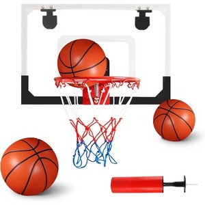 Complete Basketball Set with 3 Balls Scoreboard Pump Mini Hoop Indoor Game for All Ages - 1 of 4