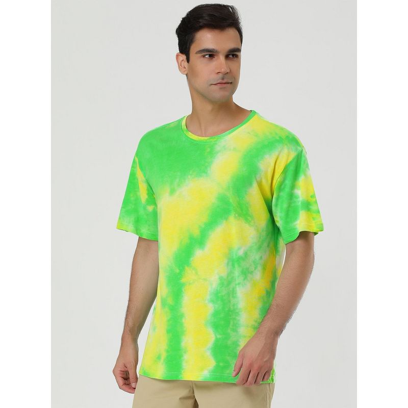 Lars Amadeus Men's Summer Tie Dye Tee Short Sleeves Hip Hop Printed T-Shirt, 3 of 7
