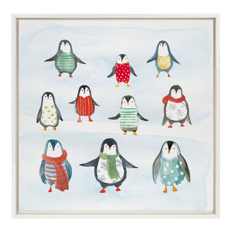 Kate &#38; Laurel All Things Decor 22&#34;x22&#34; Sylvie Friend Zone Winterwonder Penguins Framed Canvas Wall Art by House of Turnowsky, 1 of 7
