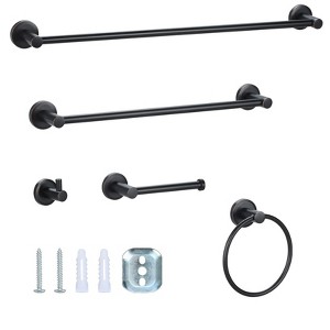 Itopfox 5 Piece Bathroom Hardware Set Oil Rubbed Bronze Includes 24in Towel Bar 18in Towel Rod Towel Ring Hook Toilet Paper Holder - 1 of 4