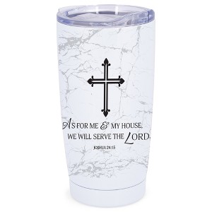 Elanze Designs Me & My House We Serve The Lord Cross Wrap-Around Design 20 Ounce Stainless Steel On-The-Go Coffee Mug, Thermal Travel Tumbler with - 1 of 4