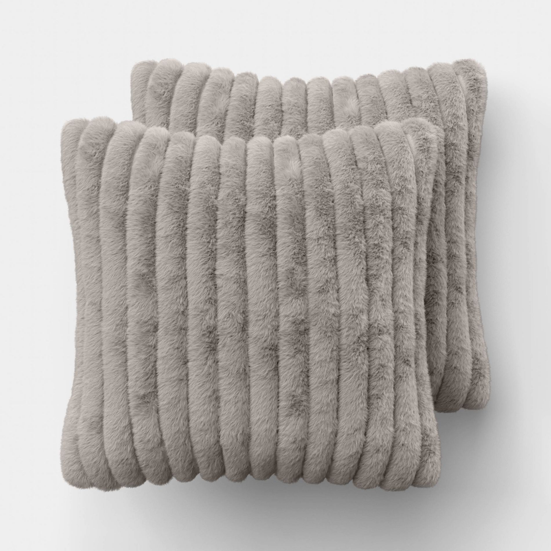 2pk Ribbed Faux Fur Toss Pillows Gray - Room Essentials™