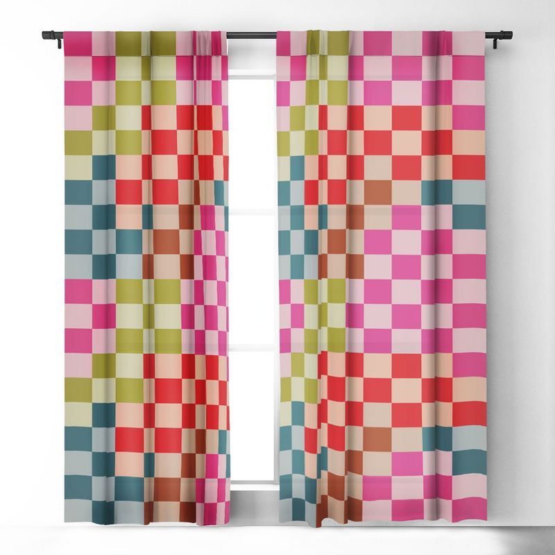 Camilla Foss Gingham Multicolors Set of 2 Panel Blackout Window Curtain - Deny Designs, 3 of 5