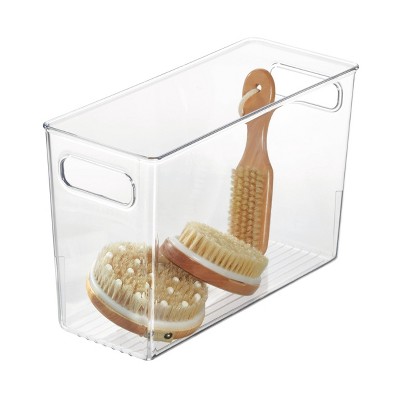 iDESIGN Linus Plastic Deep Kitchen Storage Bin with Handle Clear: Cabinet Organizer, 12" x 5" x 8", Spot Clean — фото 2
