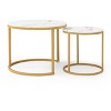 Round Nesting Coffee Table Set of 2 End Table Cocktail Table Center Table Side Table with Sturdy Metal Frame - ModernLuxe - 4 of 4