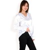 Anna-Kaci Women's Satin Long Sleeve V-Neck Blouse with Cuffed Sleeves - 3 of 4