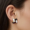 Anna-Kaci Women’s Interlocking Enamel Square Stud Earrings with Gold Tone Frame and Classic Two-Tone Design - Gold - 3 of 4