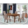 HomeStock 5-Pc Mahogany Finish Solid Wood Top - Rectangular Dining Room Set with High Back - Seats 4 - 2 of 4